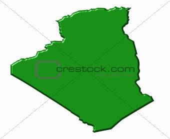 Algeria 3d map with national color