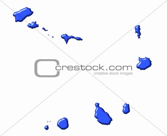 Cape Verde 3d map with national color