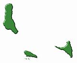 Comoros 3d map with national color