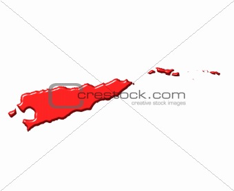 East Timor 3d map with national color