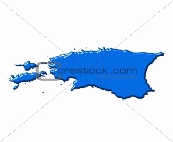 Estonia 3d map with national color