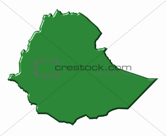 Ethiopia 3d map with national color
