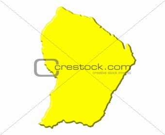 French Guiana 3d map with national color