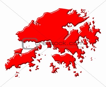 Hong Kong 3d map with national color