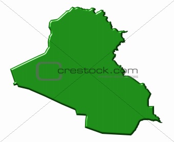Iraq 3d map with national color