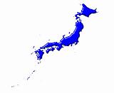 Japan 3d map with national color