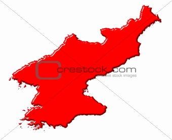Korea North 3d map with national color