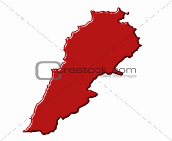 Lebanon 3d map with national color