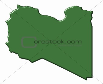 Libya 3d map with national color