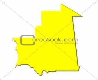 Mauritania 3d map with national color