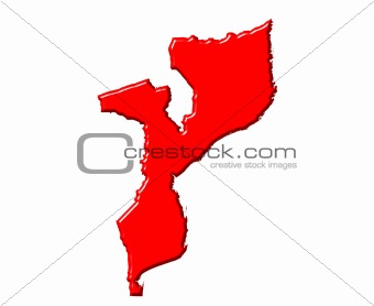 Mozambique 3d map with national color