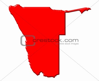Namibia 3d map with national color