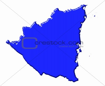 Nicaragua 3d map with national color