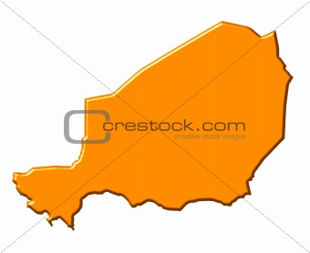 Niger 3d map with national color