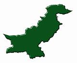 Pakistan 3d map with national color