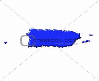 Puerto Rico 3d map with national color