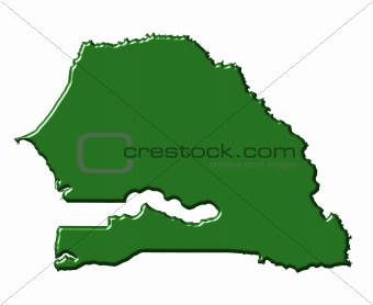 Senegal 3d map with national color