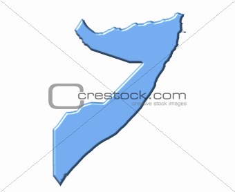 Somalia 3d map with national color
