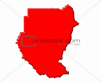Sudan 3d map with national color