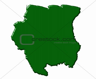 Suriname 3d map with national color