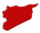 Syria 3d map with national color