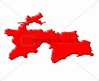 Tajikistan 3d map with national color