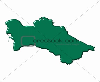 Turkmenistan 3d map with national color