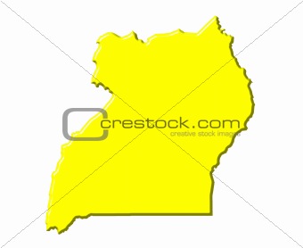 Uganda 3d map with national color