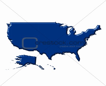 USA 3d map with national color