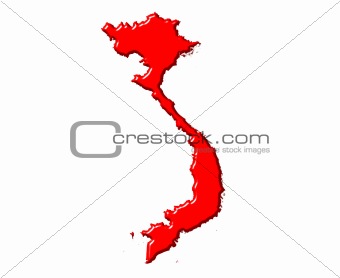 Vietnam 3d map with national color