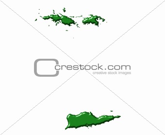 Virgin Islands 3d map with national color
