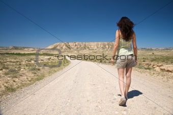 walking to desert horizon