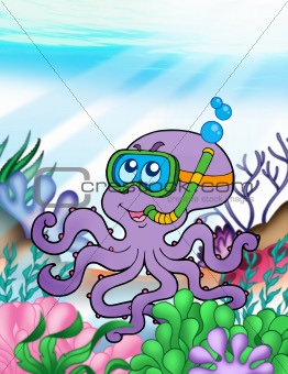 Octopus diver underwater