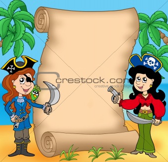 Pirate girls with scroll 1