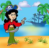 Pirate girl on beach 1
