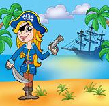 Pirate girl on beach 3