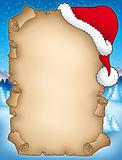 Winter parchment with Santas hat