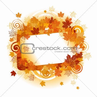 Autumn frame: maple leaf. Place for your text here.