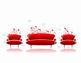 Sofa and armchair red design