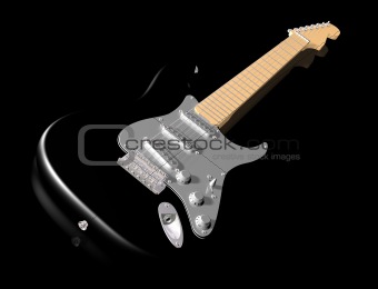 Black guitar on shiny surface