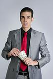 Businessman with dollar notes suit and tie