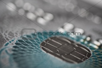 Chip of a plastic card. Macro shot