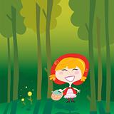 Little Red Riding Hood in the forest