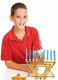 Boy Celebrating Hanukkah