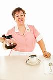 Friendly Waitress With Coffee Pot