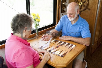 RV Seniors Playing Board Game