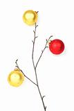 twig with yellow and red baubles