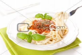 home made bolognese noodles