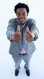 Afro-American businessman with thumbs up