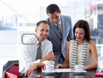 Business team working together with a project